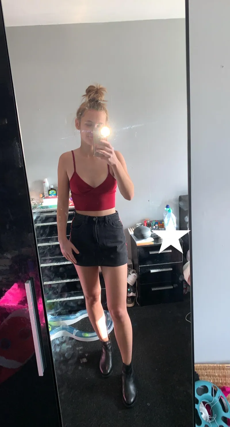 Thumbnail Hottiex7's Stylish Choice: A Tight Top & Short Skirt Combo | SexyButNotPorn