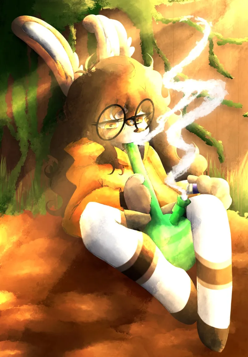 Thumbnail My fursona enjoying some grass (art by me) by MowMow-TheArtist