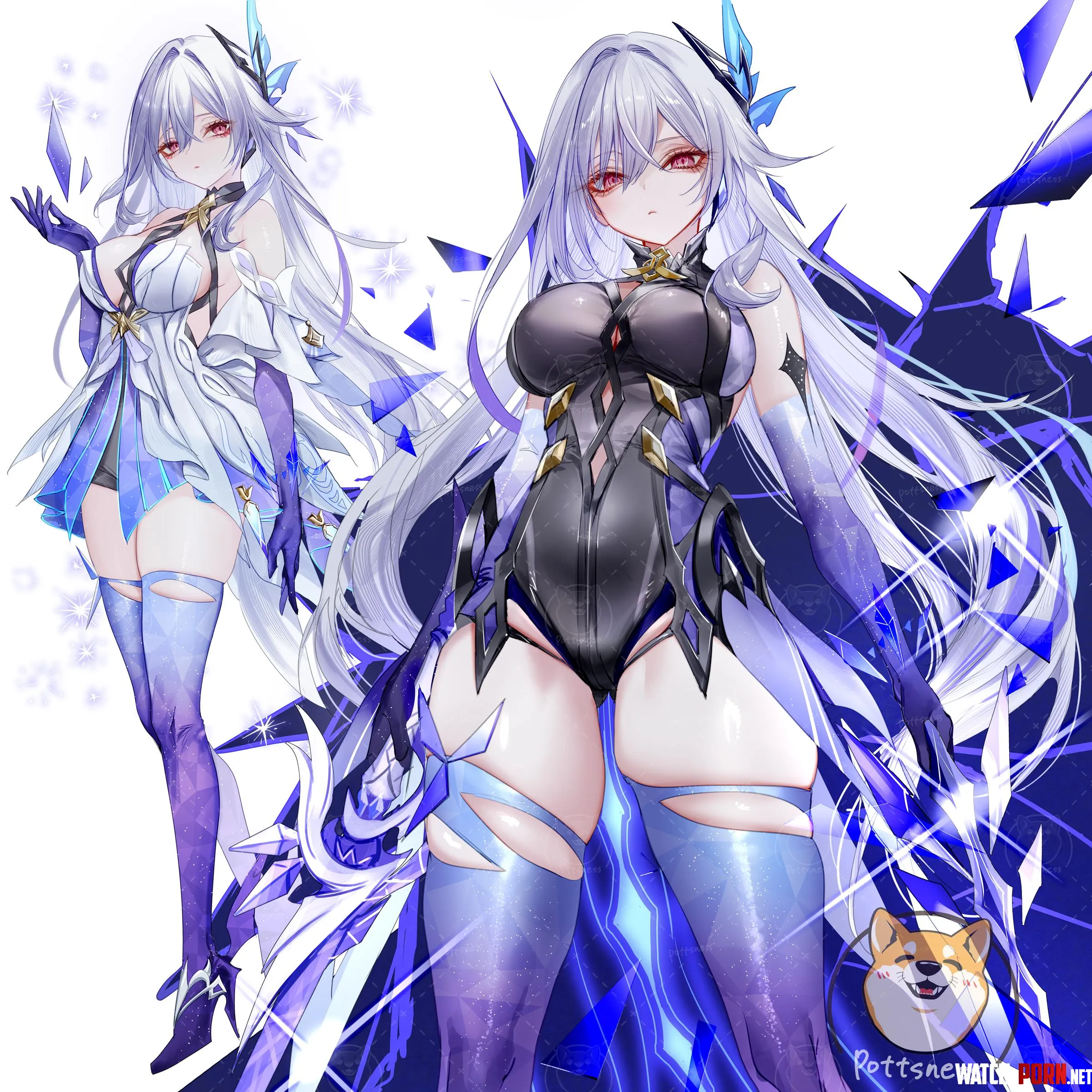 White Skirk and black Skirk's nice thighs [Genshin Impact] by marxsander2016