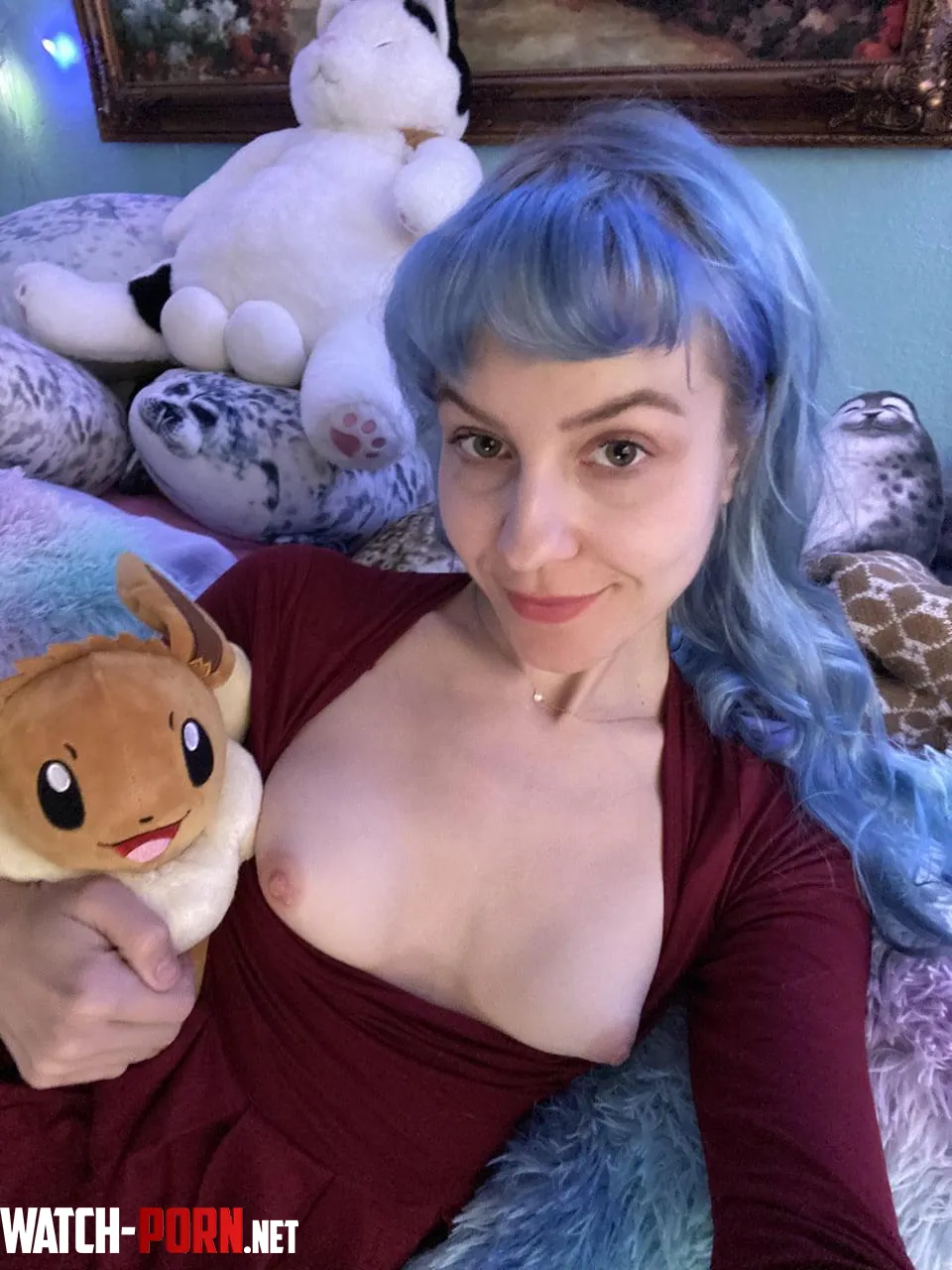 Which do you wanna play with, my cute eevee or my soft perky tits? [f] by TeslaPrincess69