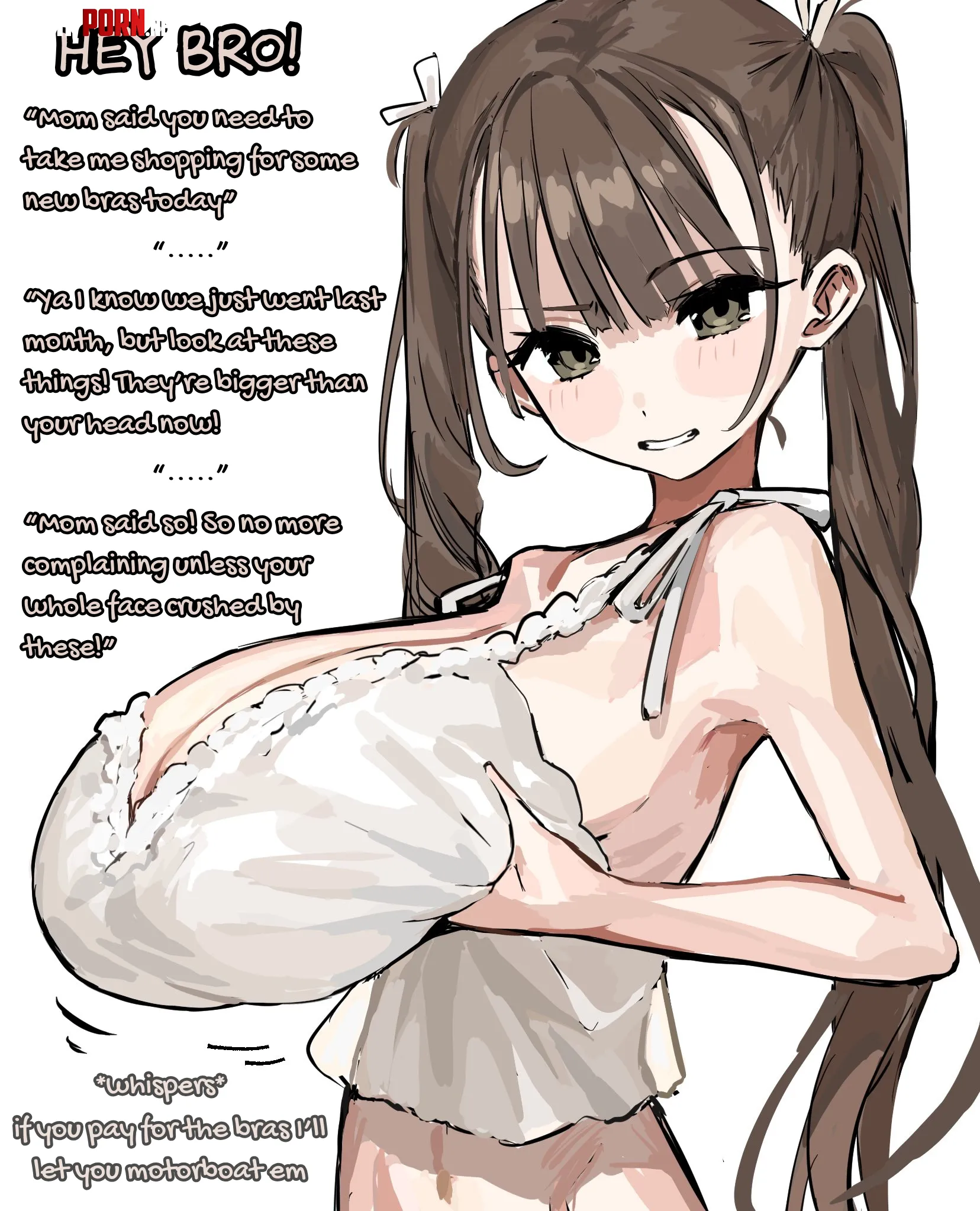 Your Sister Bursts into Your Room demanding a favor! [Incest] [Teasing] [Braless] [Motorboat] [Big Boobs] [Cleavage][Brother/Sister] art by bfmelu by RatGates
