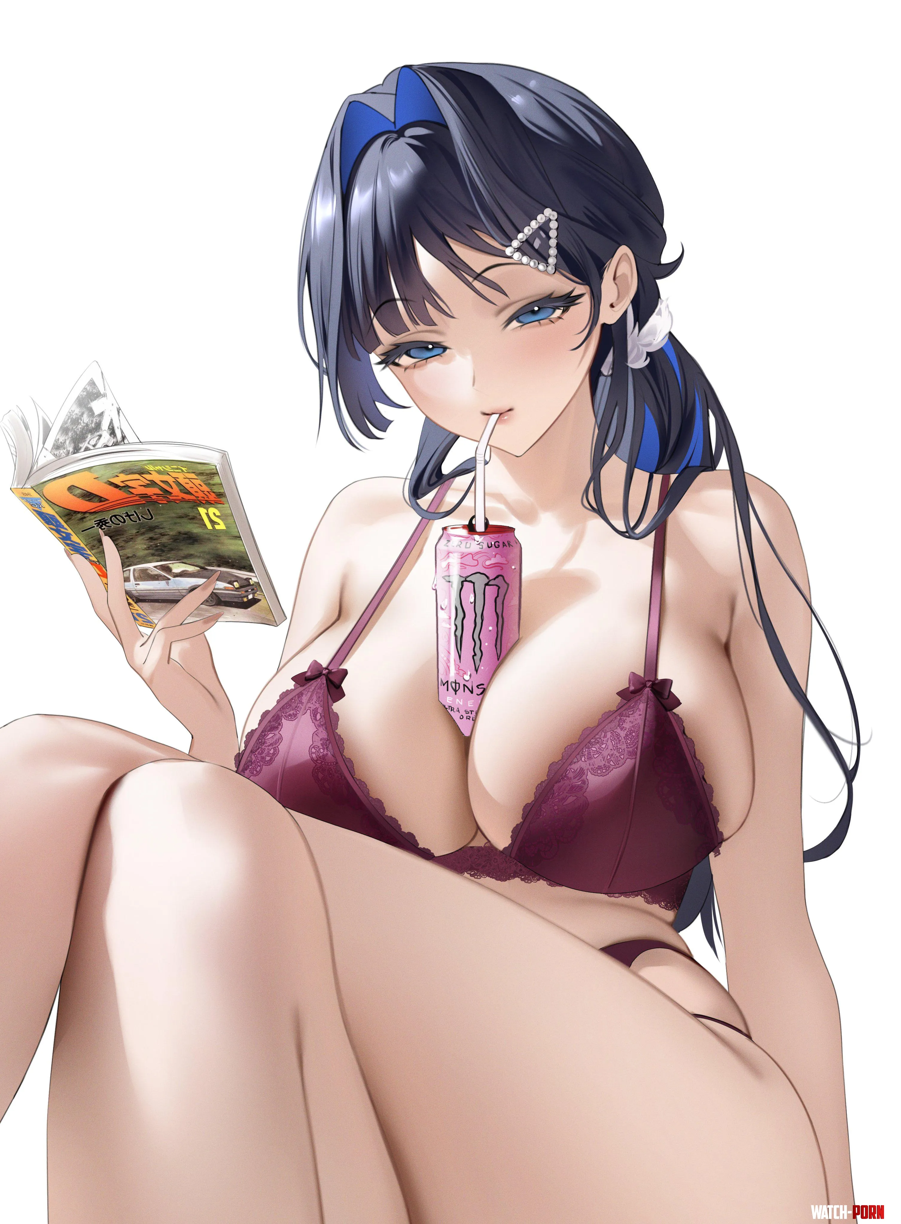 Kronii reading Initial D (LYUSIOLA / lyusiola) by elegantloveglimmer