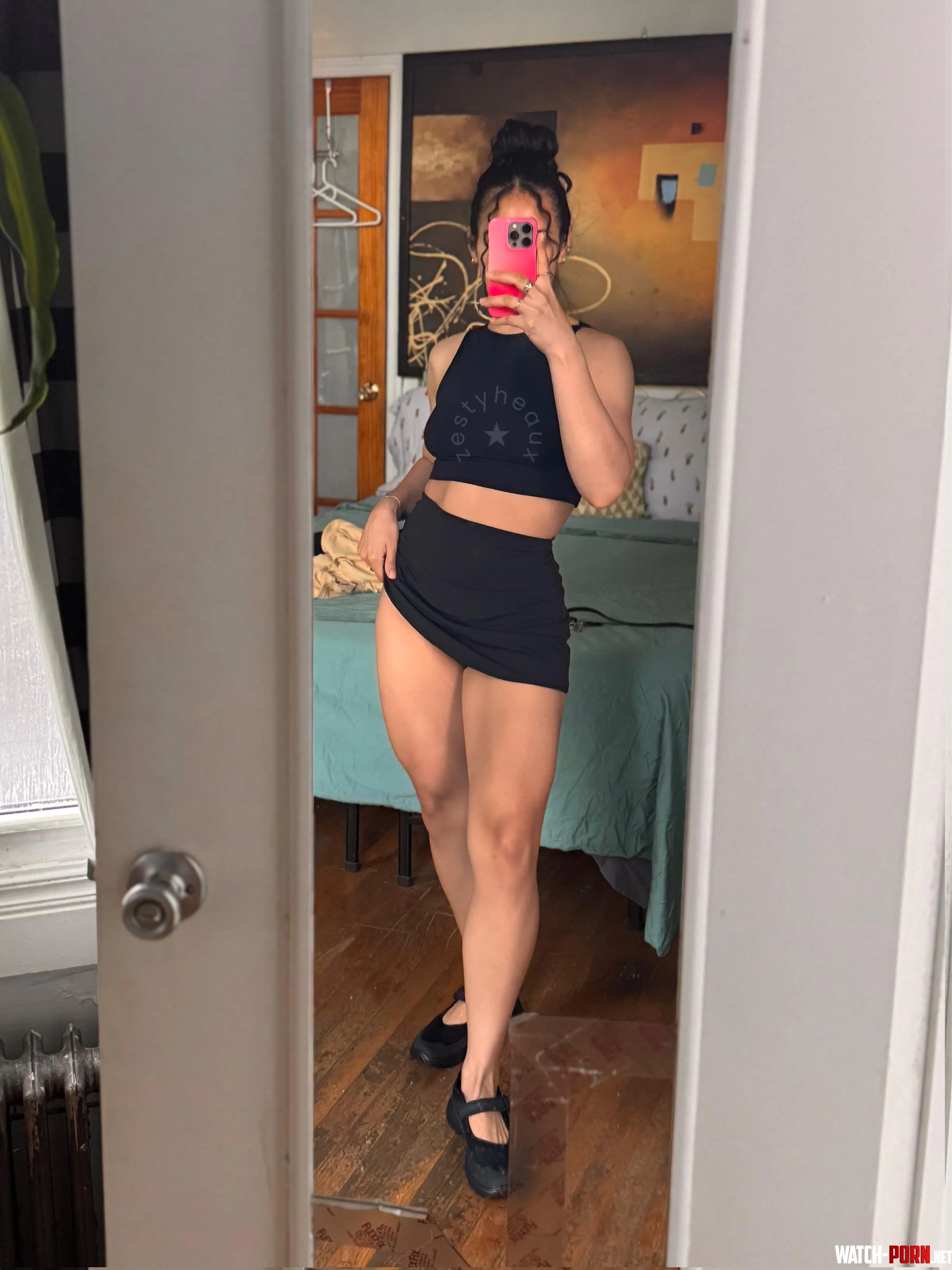 They look extra long in this little skirt by zestyheaux