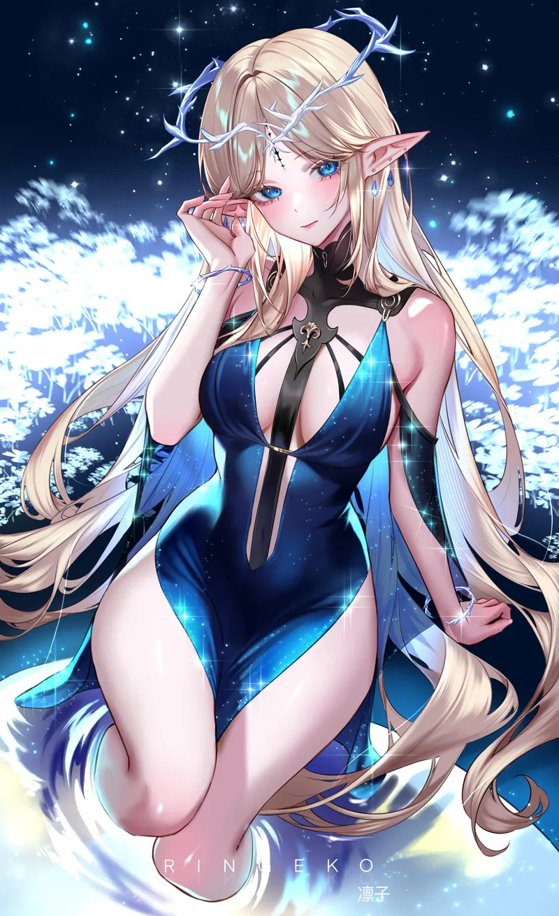 Thumbnail Blue Elegance: Cartethyia's Thighs in Ringeko's Art by elegantloveglimmer | thighdeology