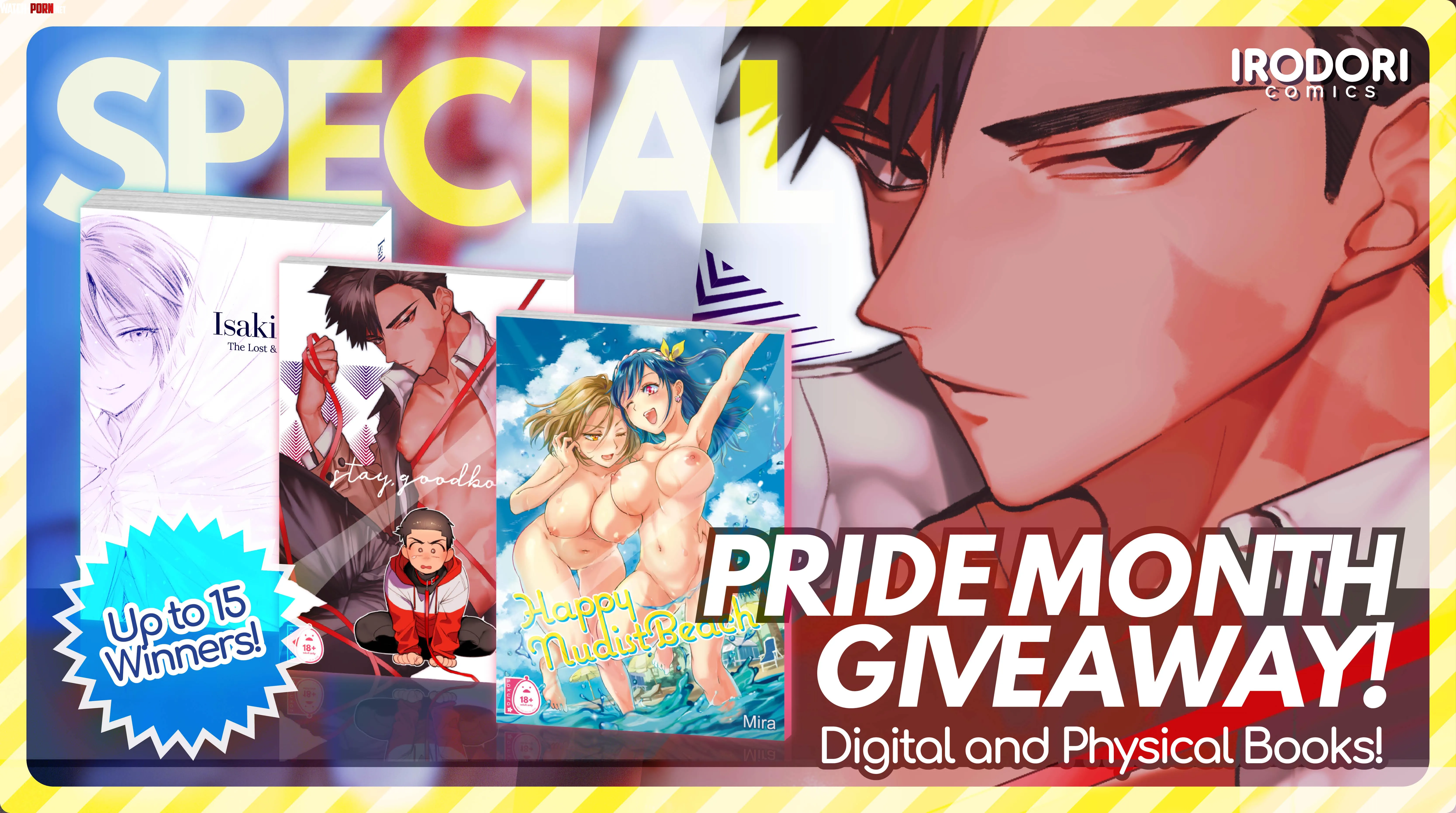 We are hosting our official IRODORI SAKURA books giveaway. Featuring Yuri titles like [Happy Nudist Beach], [Dream Colored Replica Part 1] and [You, Me, and Nothing In-between]. Good luck <3 by irodoricomics