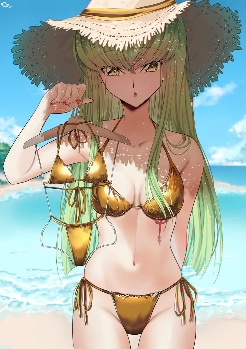 Thumbnail C.C Shines in Gold Bikini - Dive into the Details