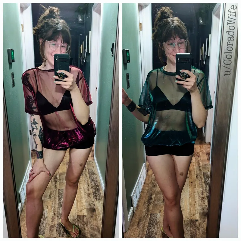 Thumbnail Choosing Between Red and Green NSFW Outfits