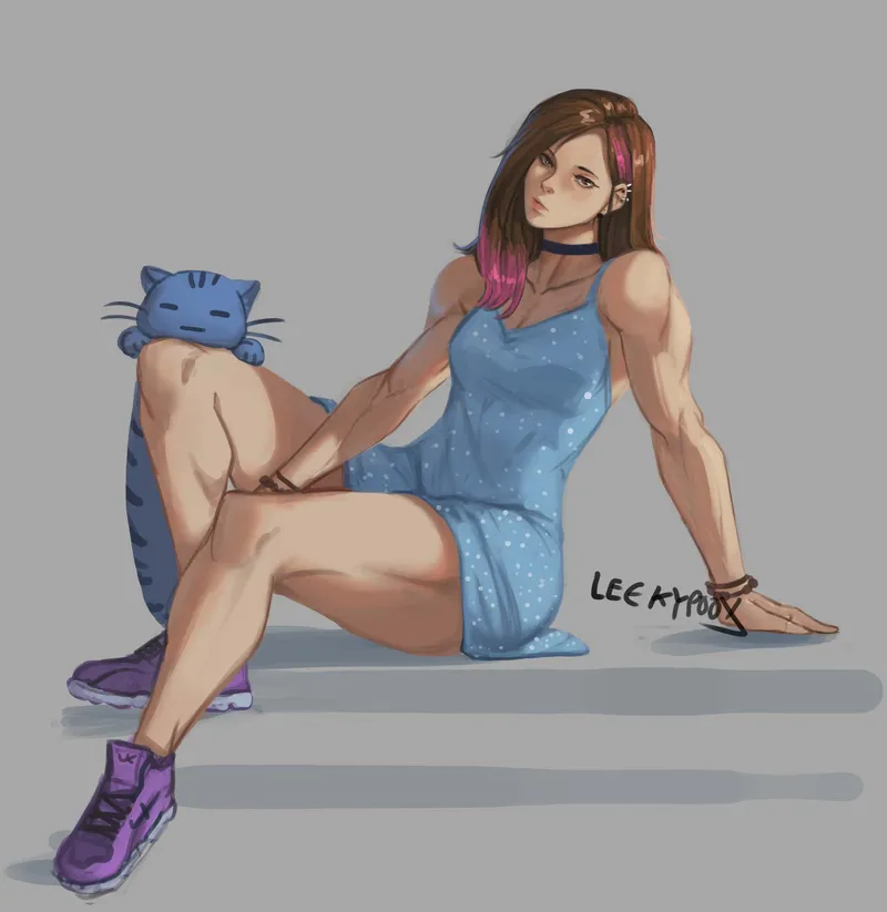 Thumbnail Seulgi Lounging Art by Leekypooart | fitdrawngirls