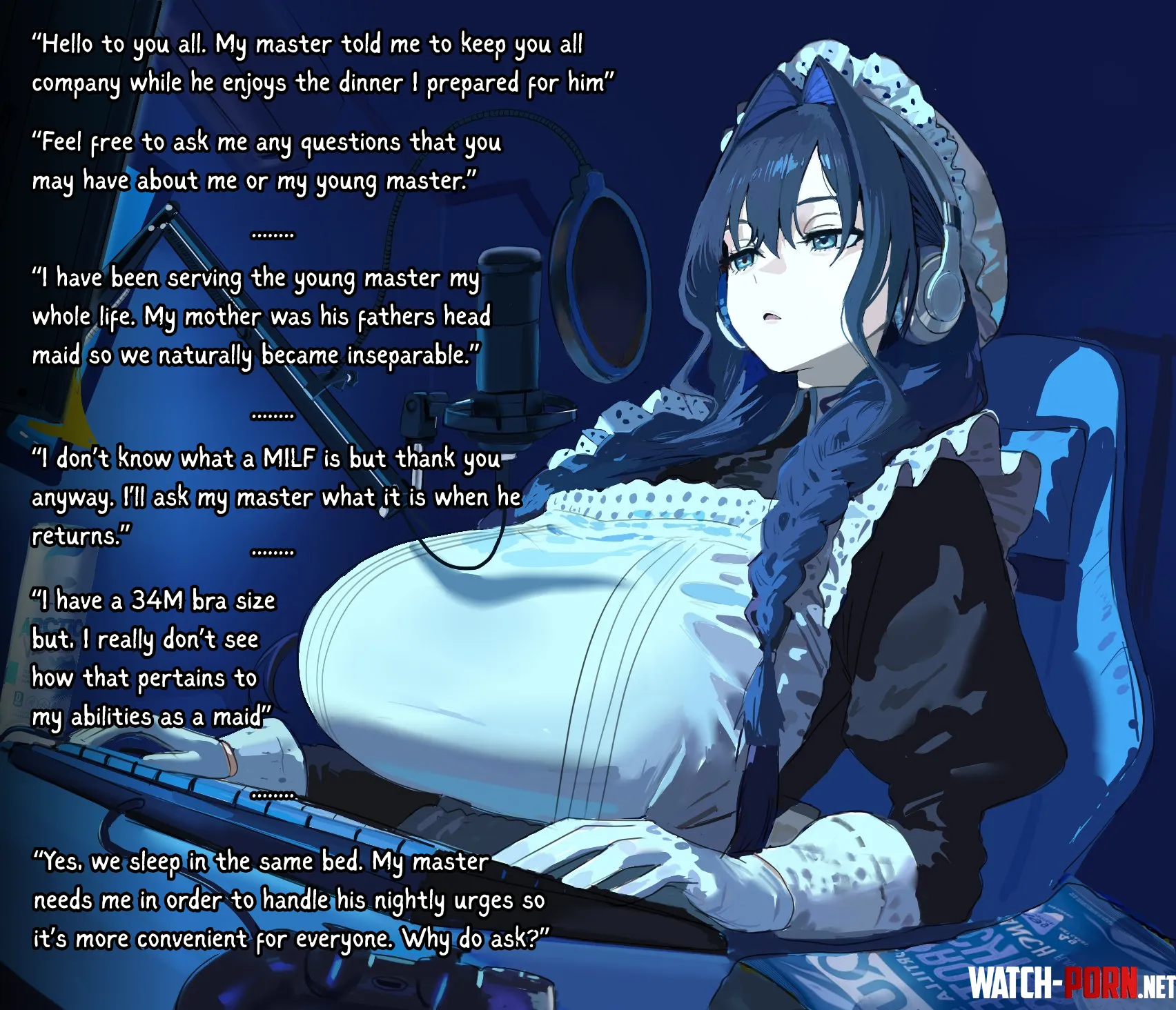 Your Maid Entertains Your Stream While you eat Dinner [MILF Maid I'd Like to Fuck] [Big Tits] [Unbothered] [Wholesome] [Loving] [Maid] [Bra Size Mention] art by hintobento by RatGates