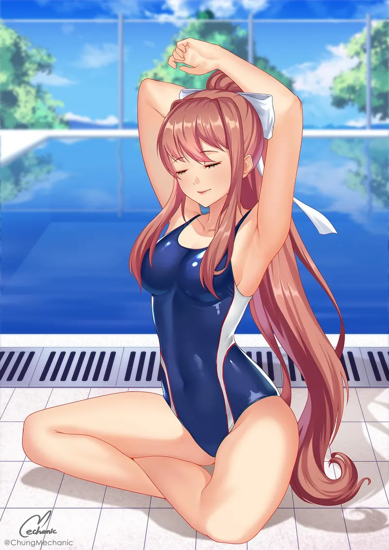 Thumbnail Chungmechanic's Monika Warm-Up Illustration by TheDerpSpoon | DDLCRule34