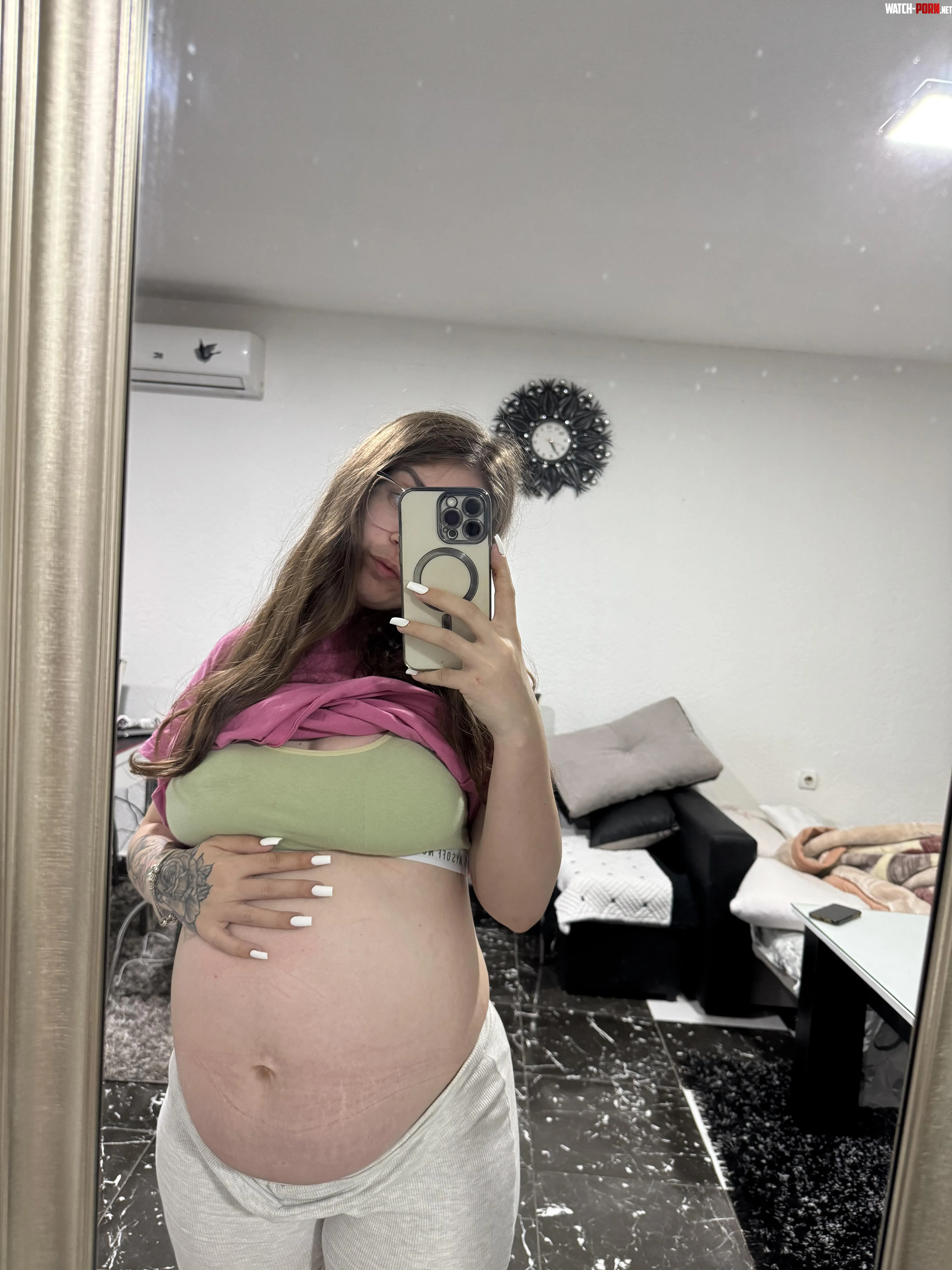Hands on my 7-month belly—can you imagine? by Fuzzy-Company-7074