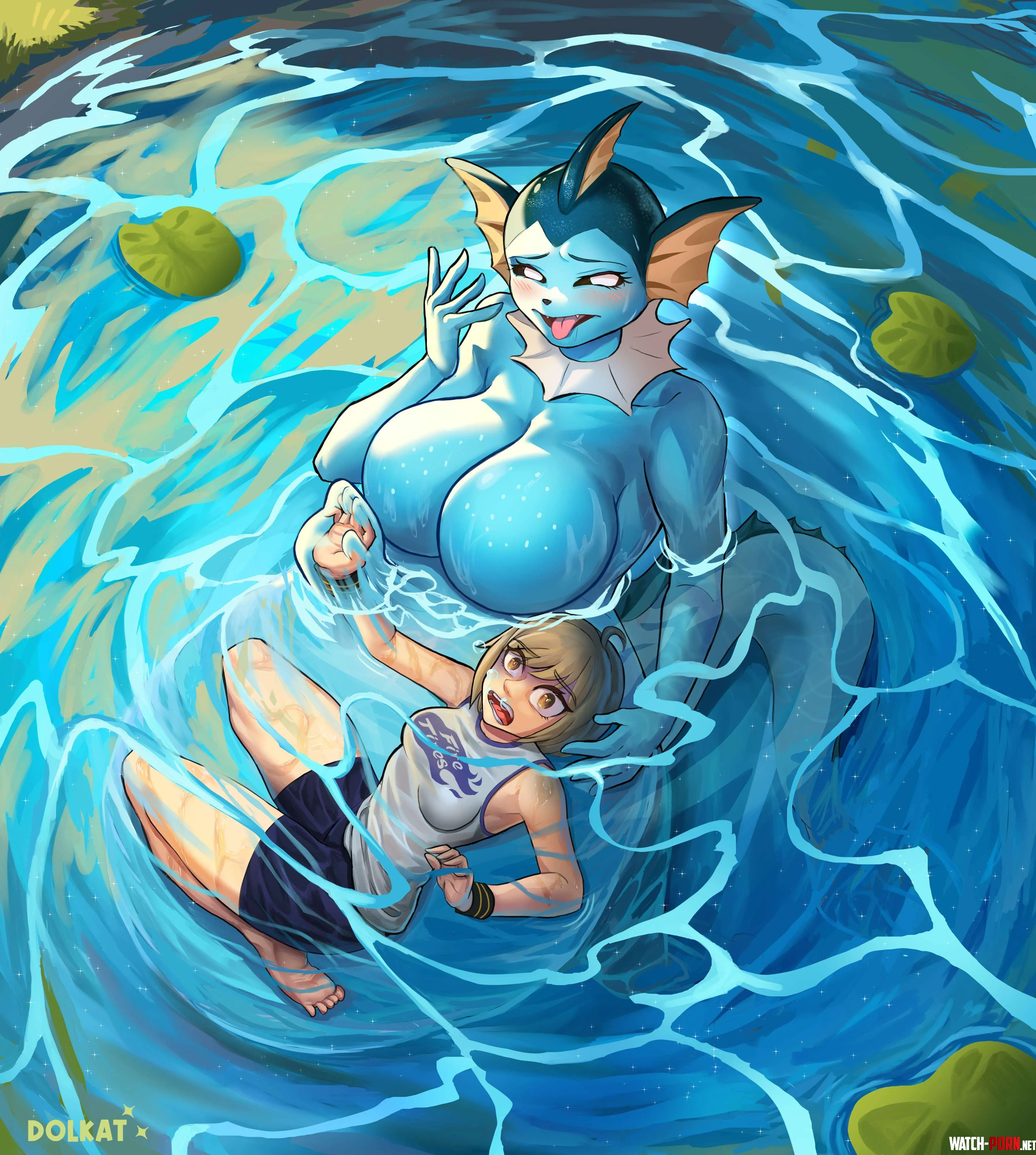 {Image} Underwater (Art by me) [Oral vore, pokemon] by Dolkat_