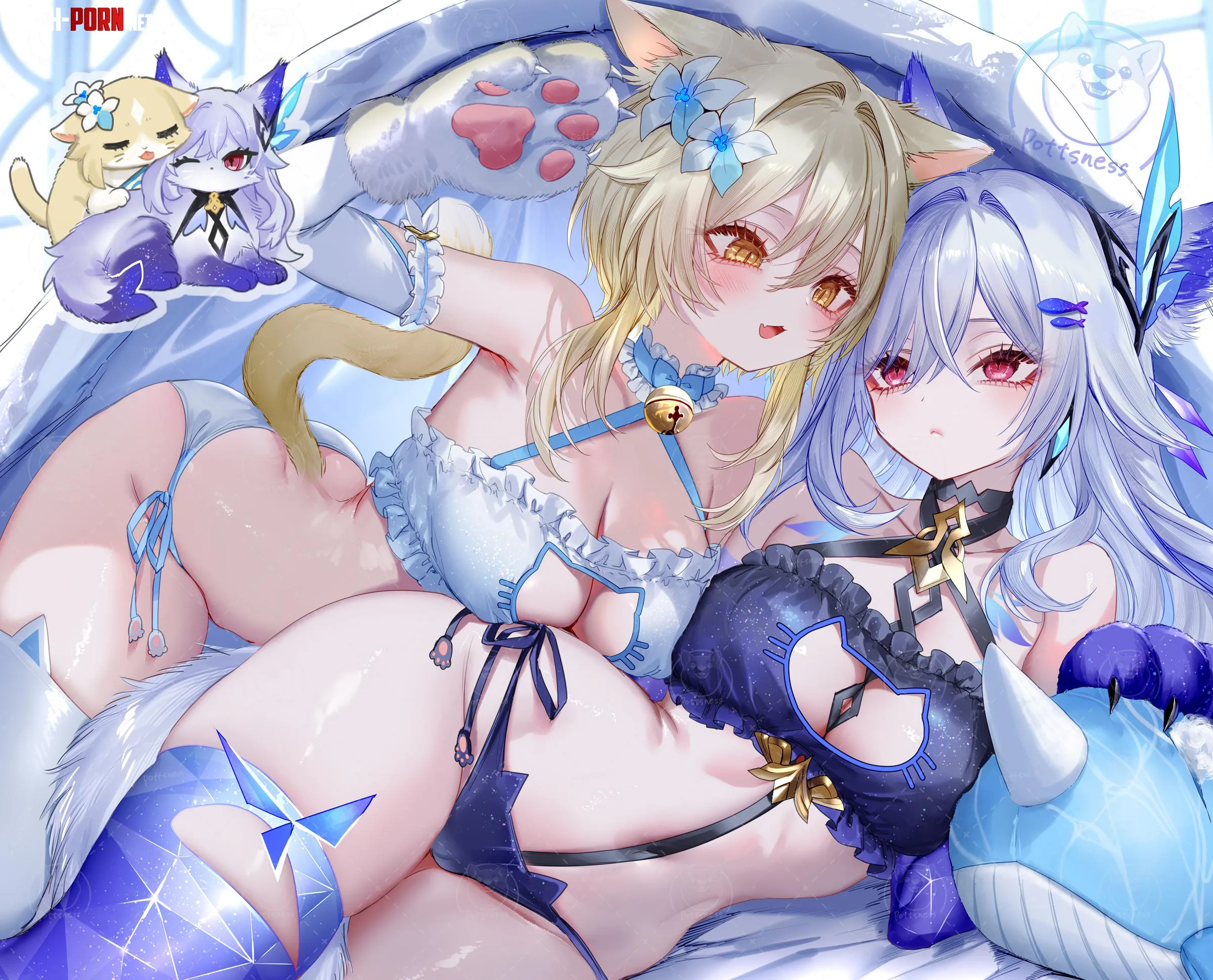 Lumine & Skirk in lingerie [Genshin Impact] by Silent_Steak_9540
