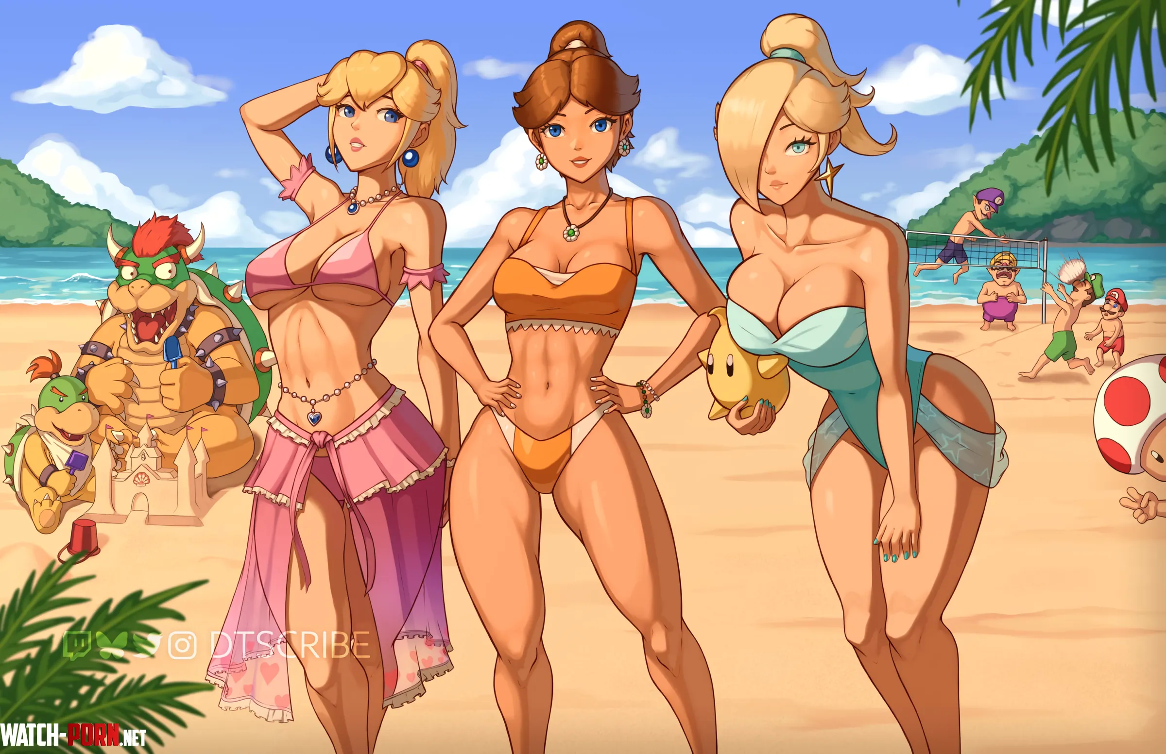 Summer Vibes: Peach, Daisy & Rosalina [Super Mario] by petitecooki