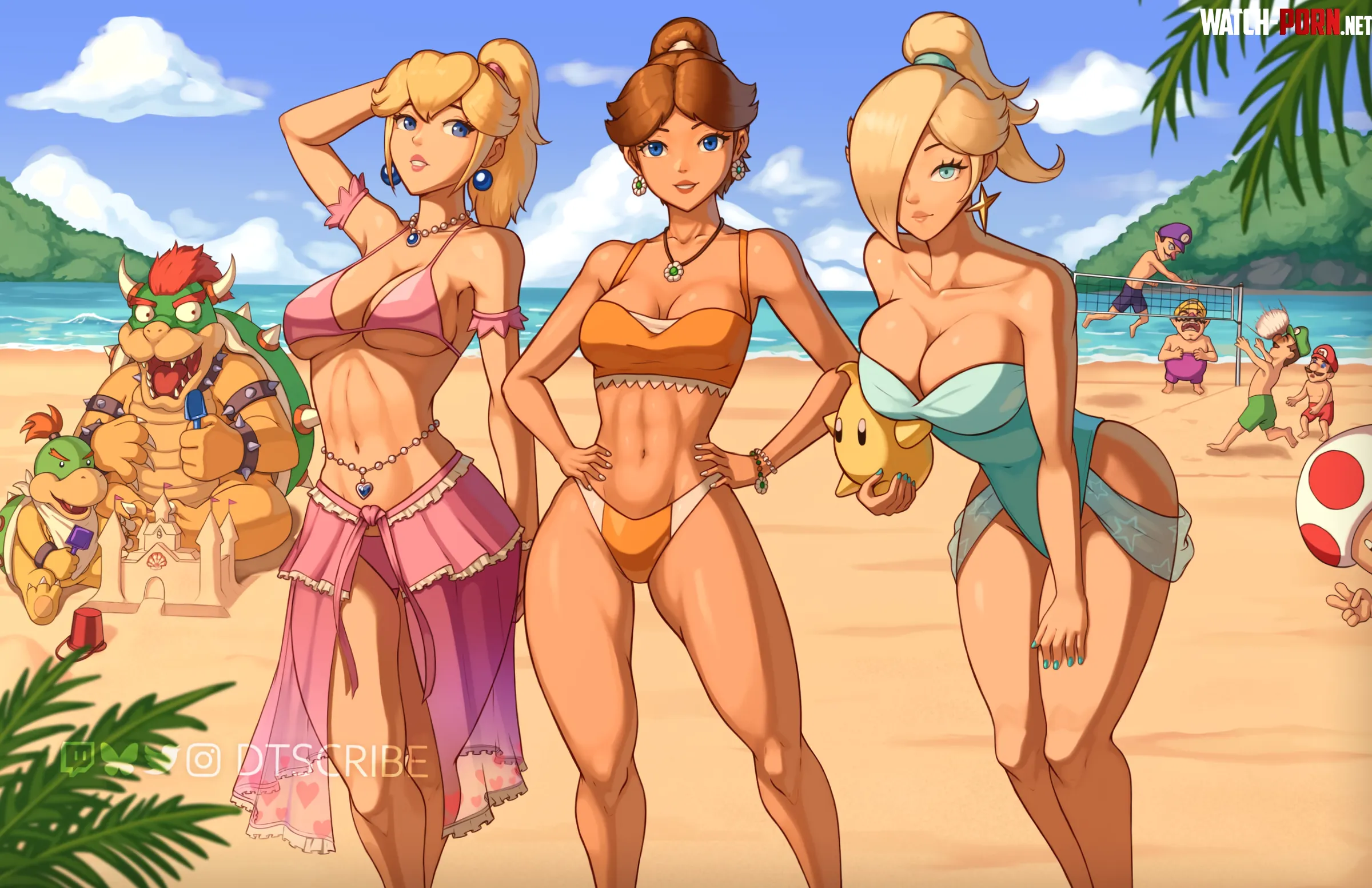 Summer Vibes: Peach, Daisy & Rosalina [Super Mario] by petitecooki