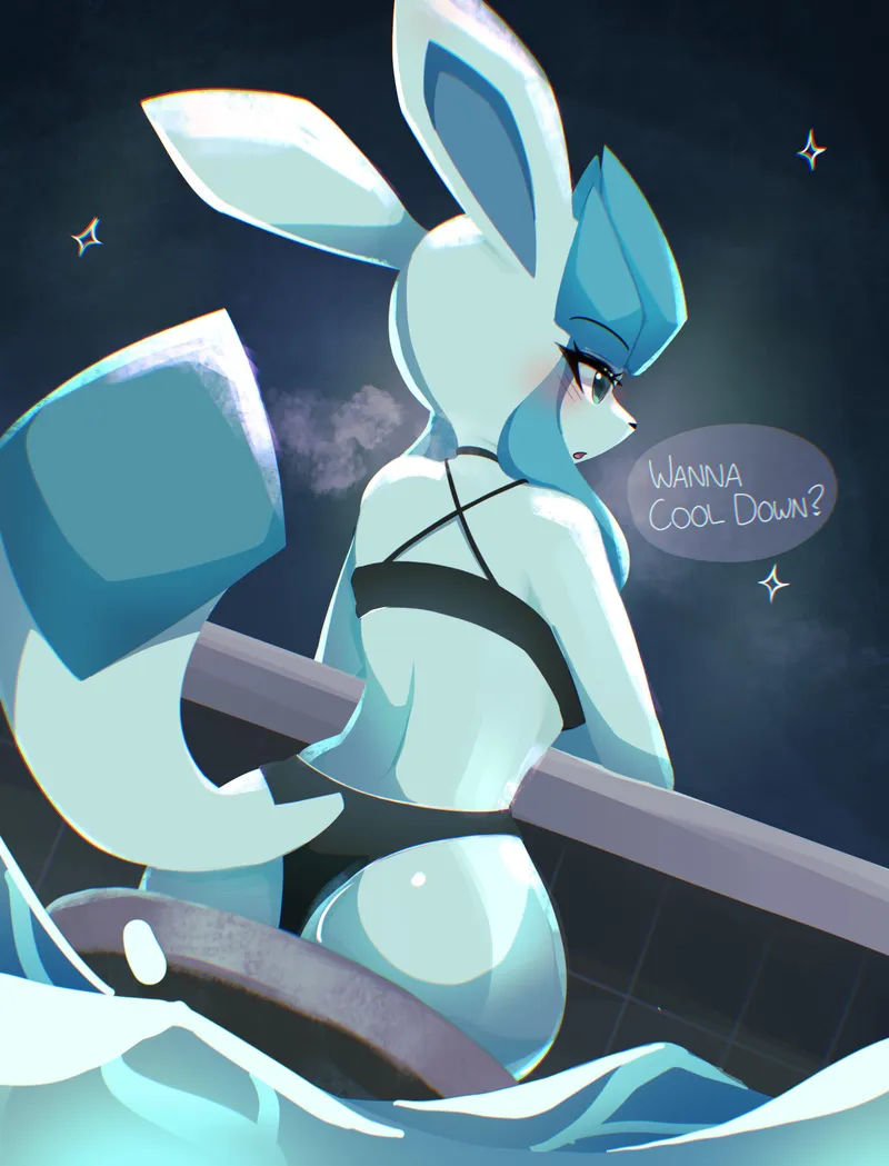 Thumbnail Dive into Pool Night with Glaceon GF F Furry Art by Jjigaesou