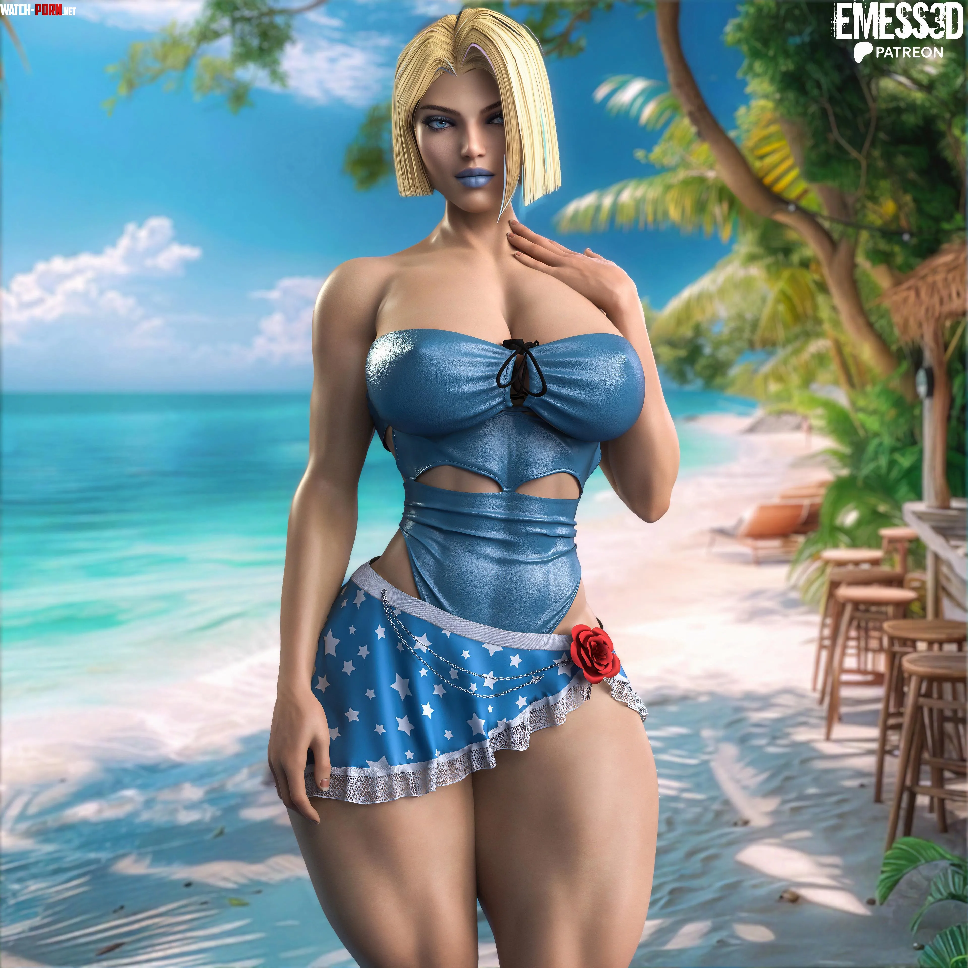 Emma Frost at the Beach (EmessSFW) [Marvel] by xLxOxBxAx