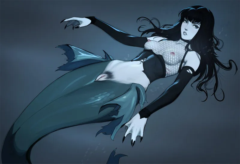 Thumbnail Enchanting Goth Mermaid Art | Upstairs-Most-8846