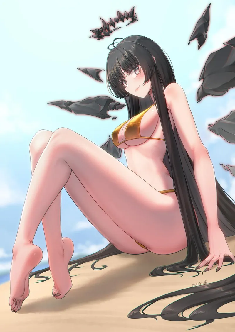 Thumbnail Arturia Giallo Shines in Her Golden Bikini: An Ecchi Artwork by earthmediaworld