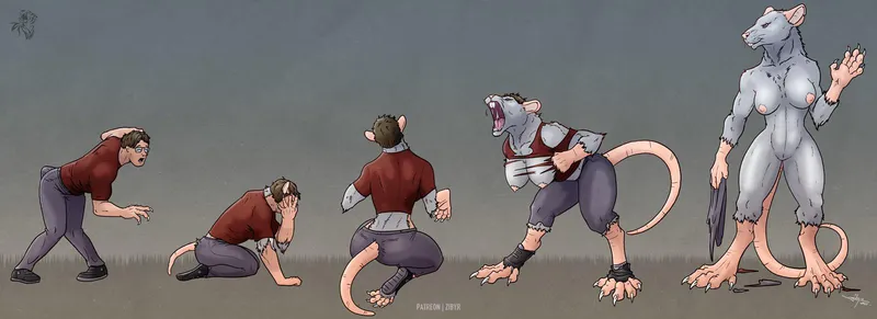 Thumbnail Transforming Creations: Wererat MTF by Zibyr | Silver-renz9