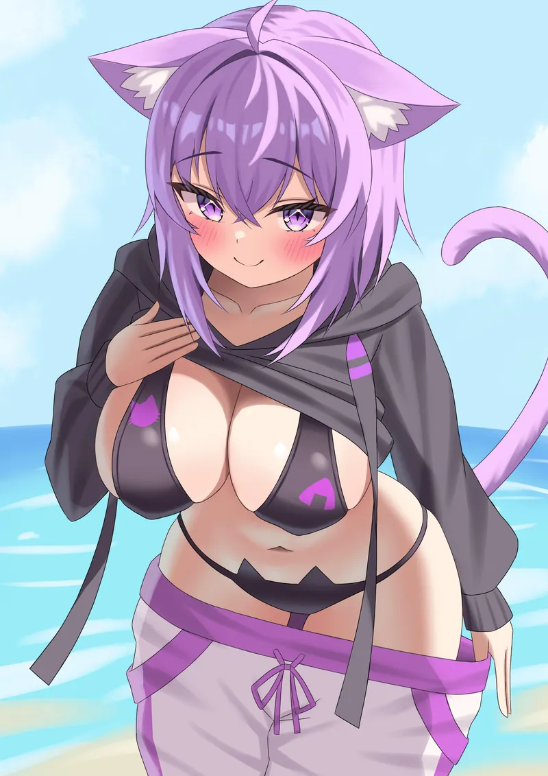 Thumbnail Undressing to Swimsuit with Okayu from Hololive by A_MASSIVE_PERVERT
