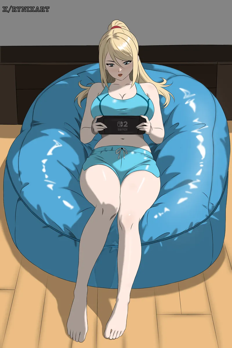 Thumbnail rynixart Presents Samus Aran Relaxing in a Captivating ecchi Scene