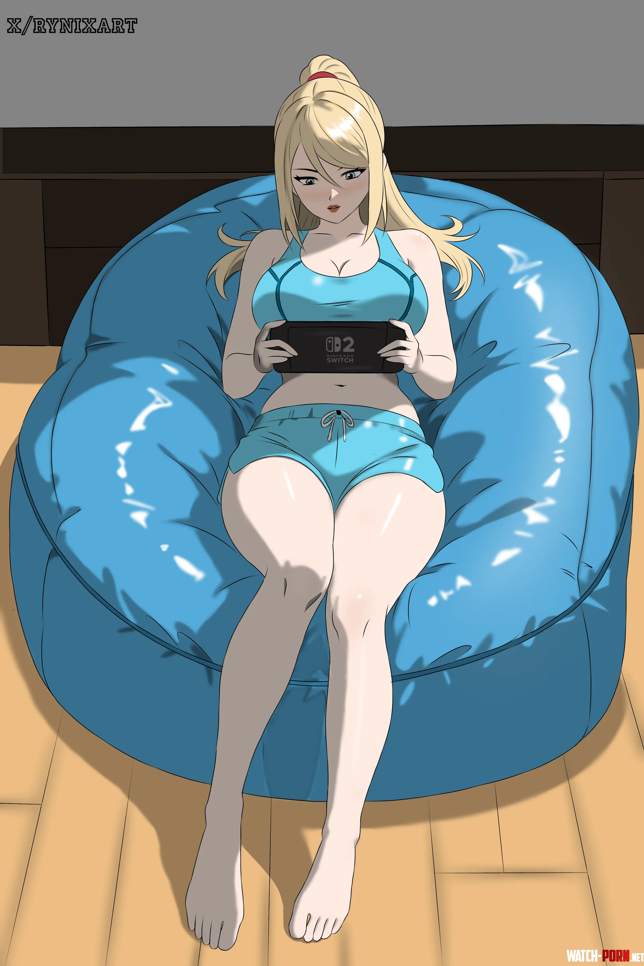 Samus Aran relaxing by rynixart