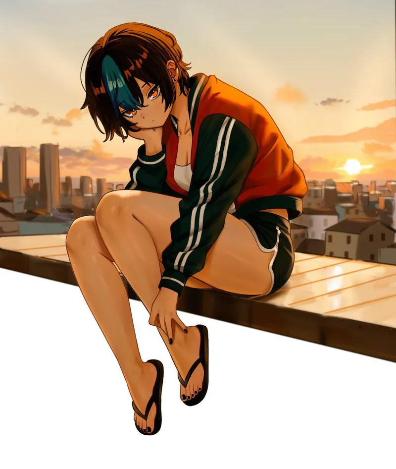 Thumbnail Tomboy and Comfy Sunset [Original] by A_MASSIVE_PERVERT in thighdeology Category