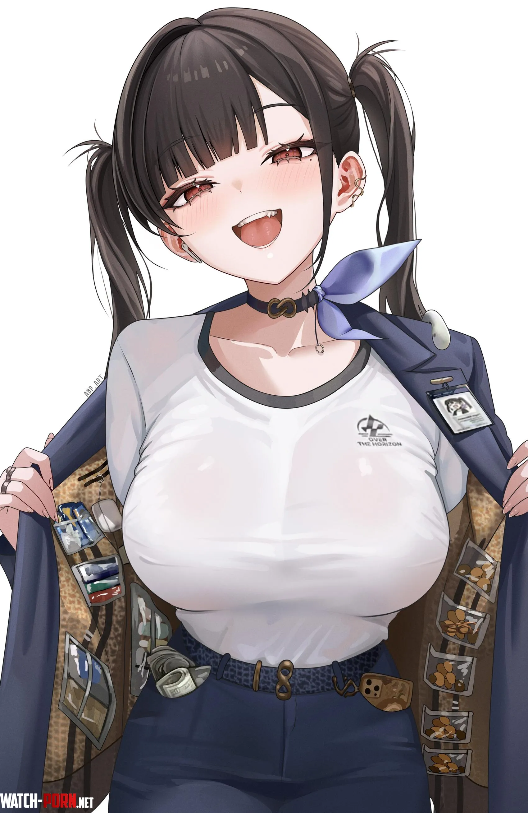 Sora showing what's under her jacket by marxsander2016