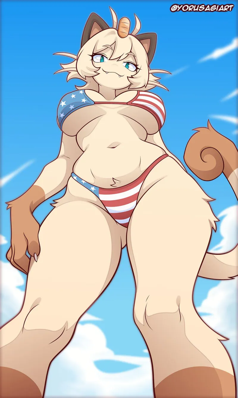 Thumbnail Meowth for a Fourth of July Pokemon by @YorusagiArt by ToonAdventure