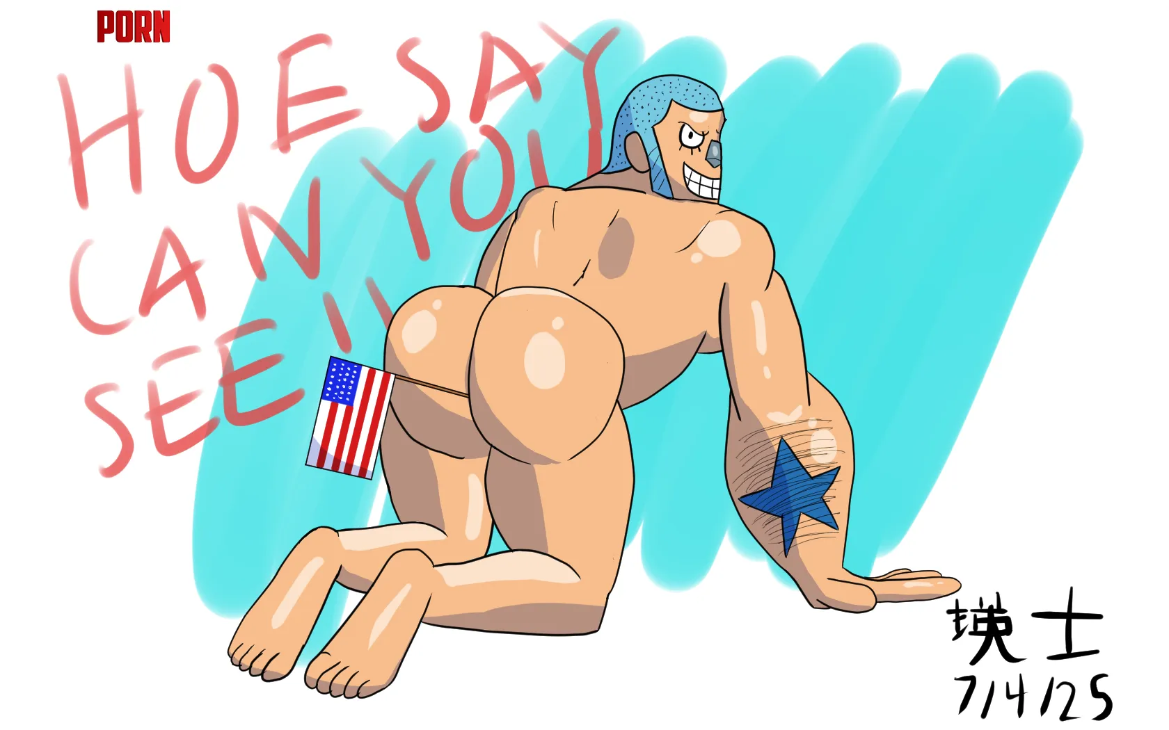 Franky (One Piece)'s a patriotic man | art by me: @SantouryuZorosh by Top-Independent-7547