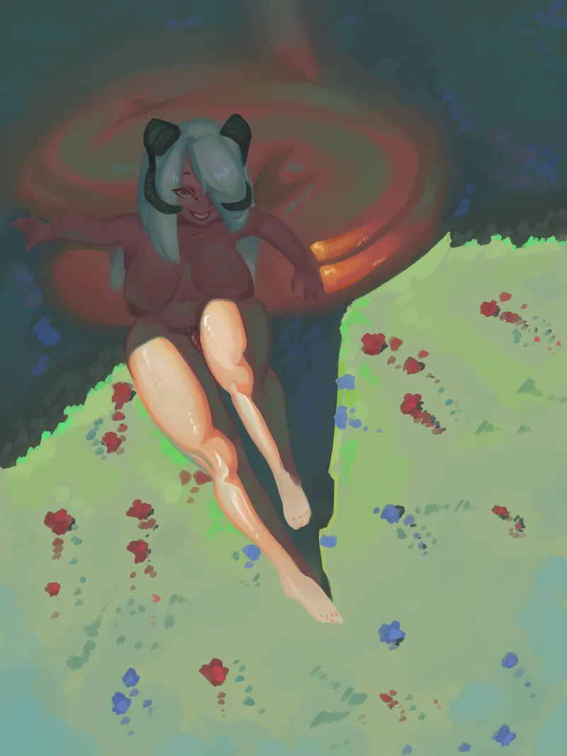Thumbnail Relax in a Field with Original Content by me-jan's MonsterGirl