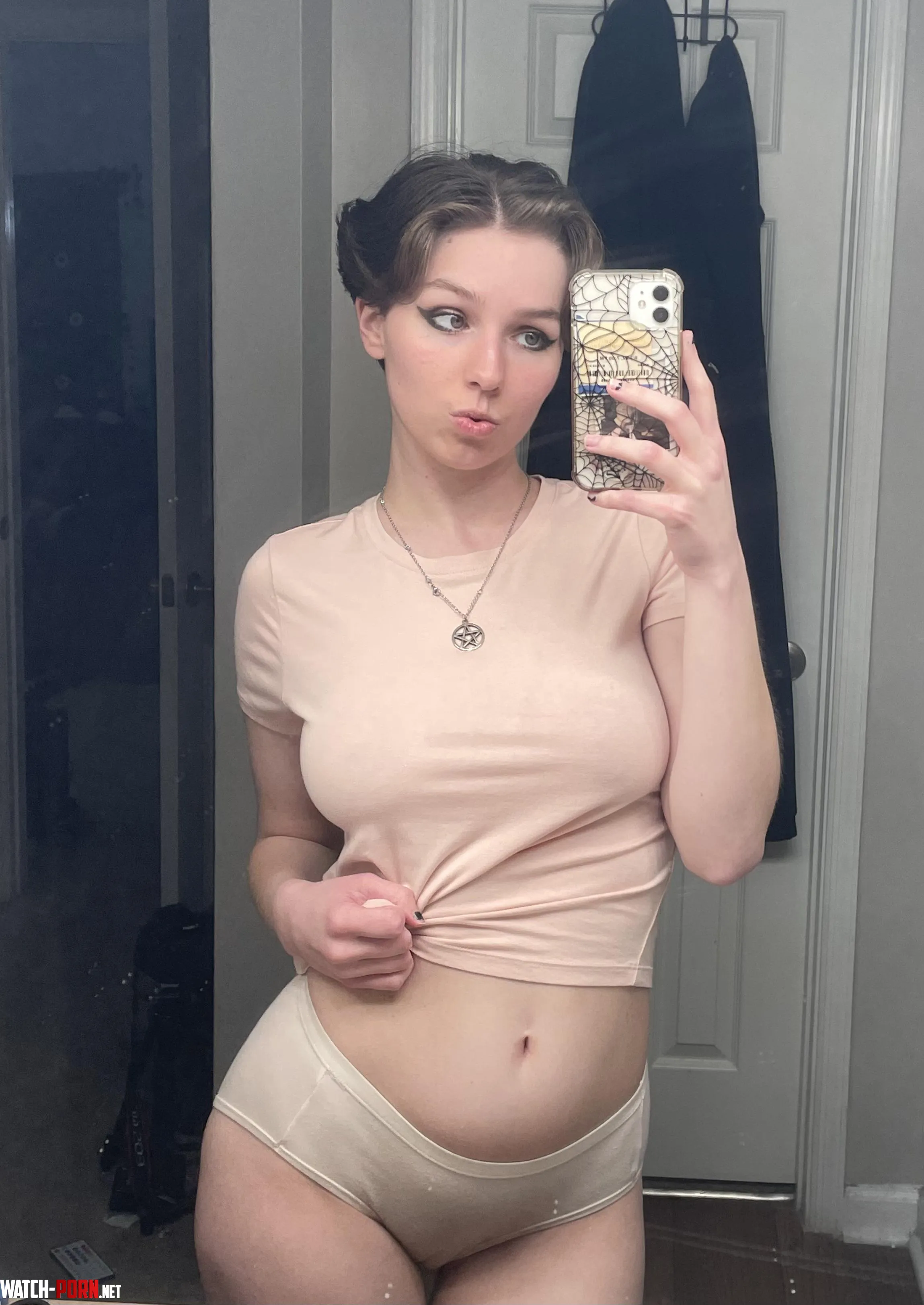 Crop top selfie by ComfyGrimRose