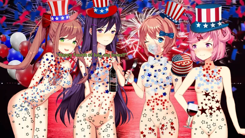 Thumbnail Happy Fourth of July Art - Branchca_Artist | Category: DDLCRule34