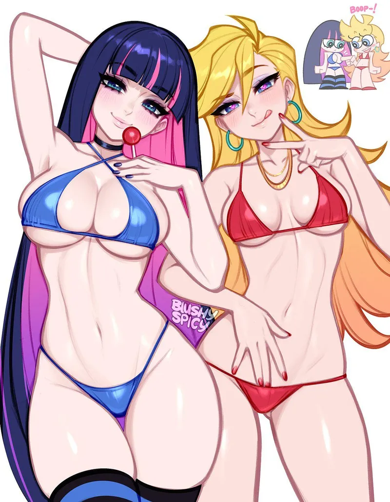 Thumbnail Panty & Stocking (BlushySpicy) by A_MASSIVE_PERVERT | Quirky Swimsuit Fashion Icon Alert!