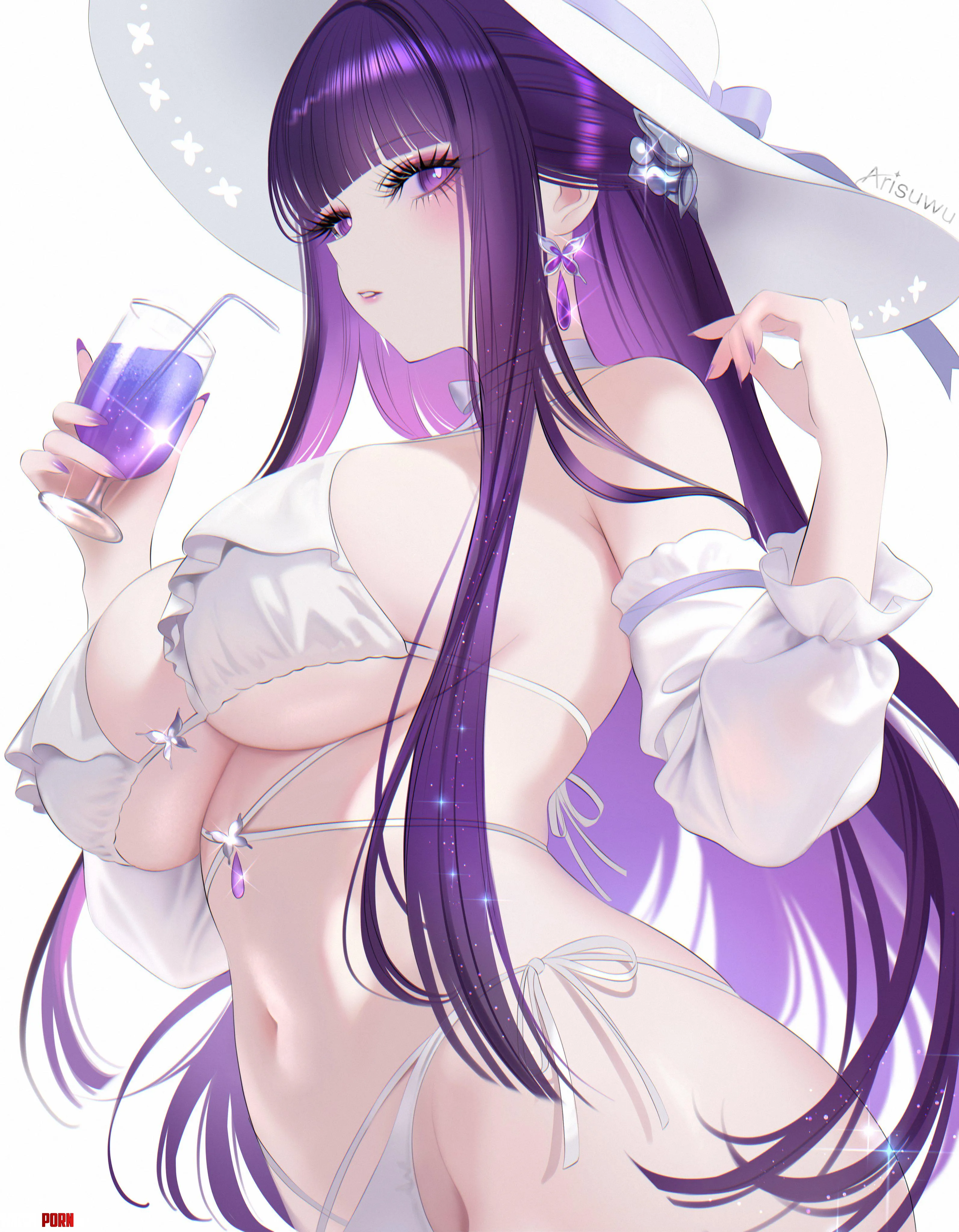Fern in bikini and hat (Arisuwu) [Sousou no Frieren] by elegantloveglimmer