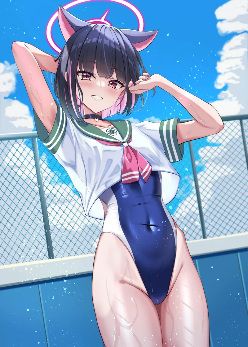 Thumbnail A_MASSIVE_PERVERT Shines Light on Summer Schoolgirl Swimsuit Kazusa in Blue Archive