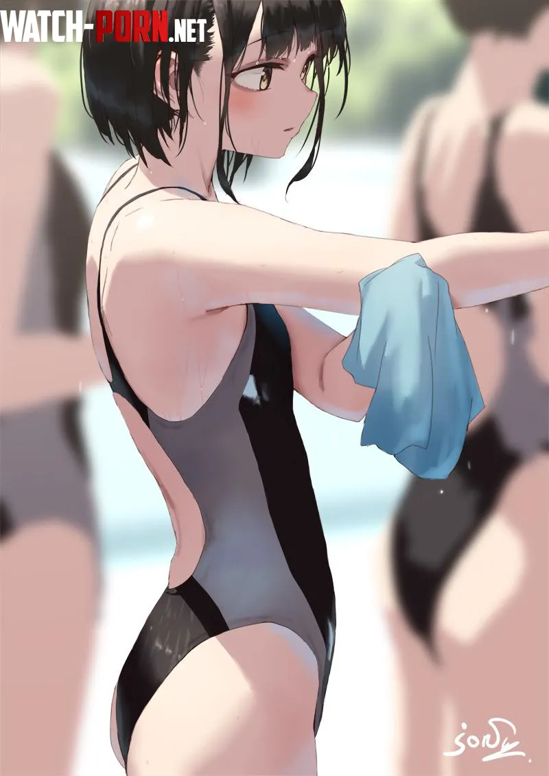 A girl wiping her body [Original] by A_MASSIVE_PERVERT
