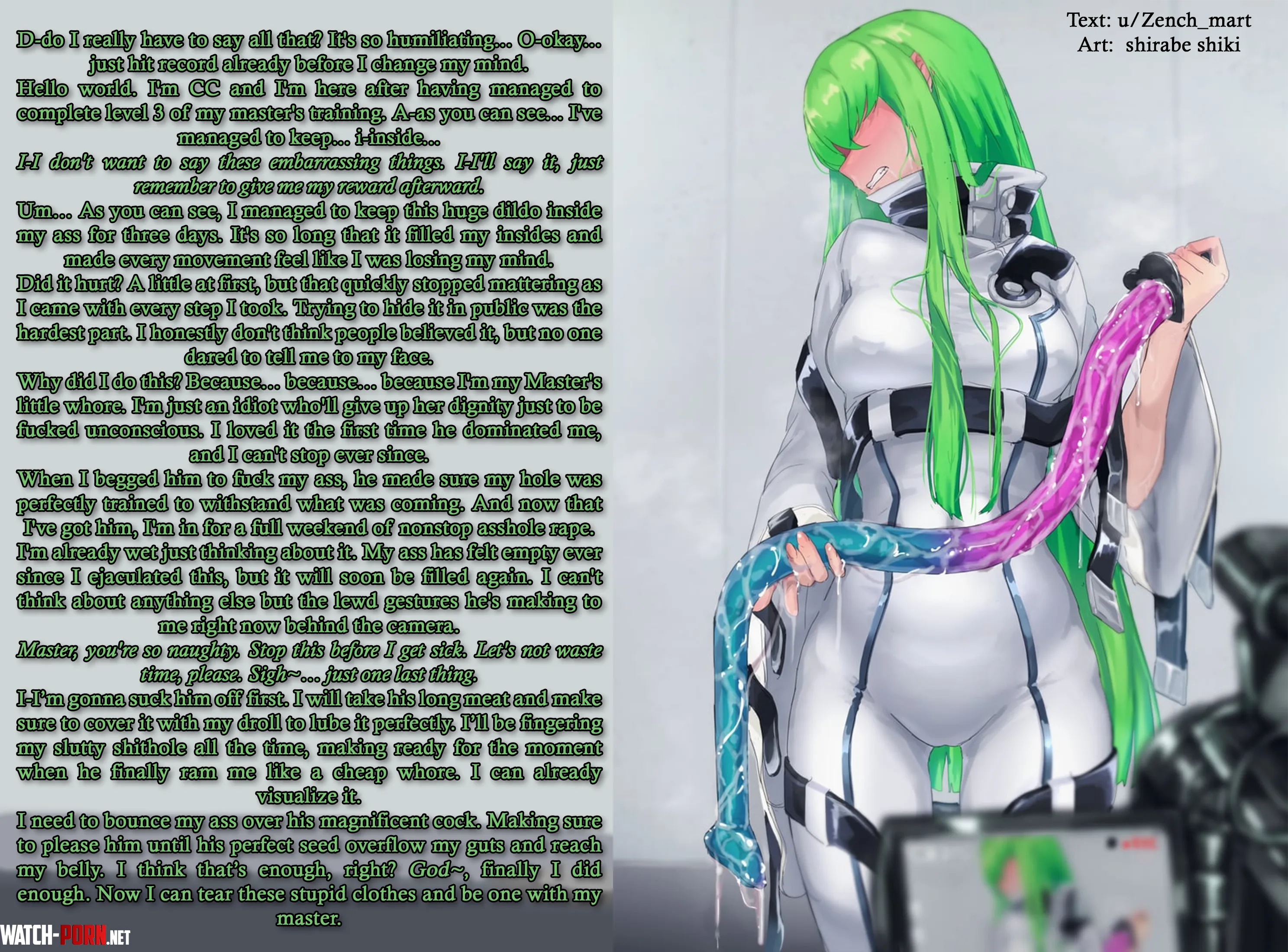 She finished her intense anal training, and now shows the evidence [Dirty Talk] [Anal] [Massive dildo] [Mind break] [Female POV] [Video recording] | Art: shirabe shiki by Zench_mart