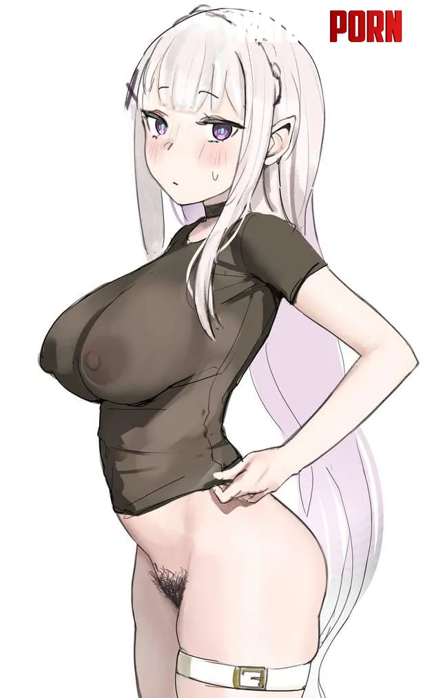 Emilia in a see-through shirt (Re:Zero) by commie_cum_