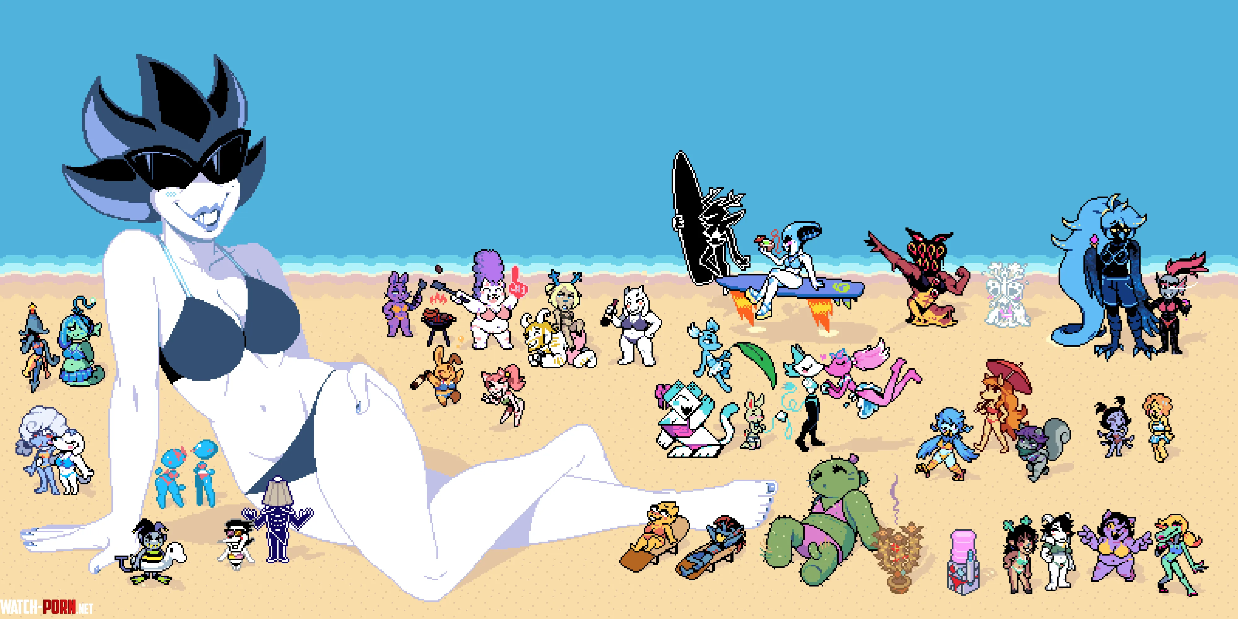 [Giga Queen][Asriel][Multiple] Bikini Beach by Dracozhilla