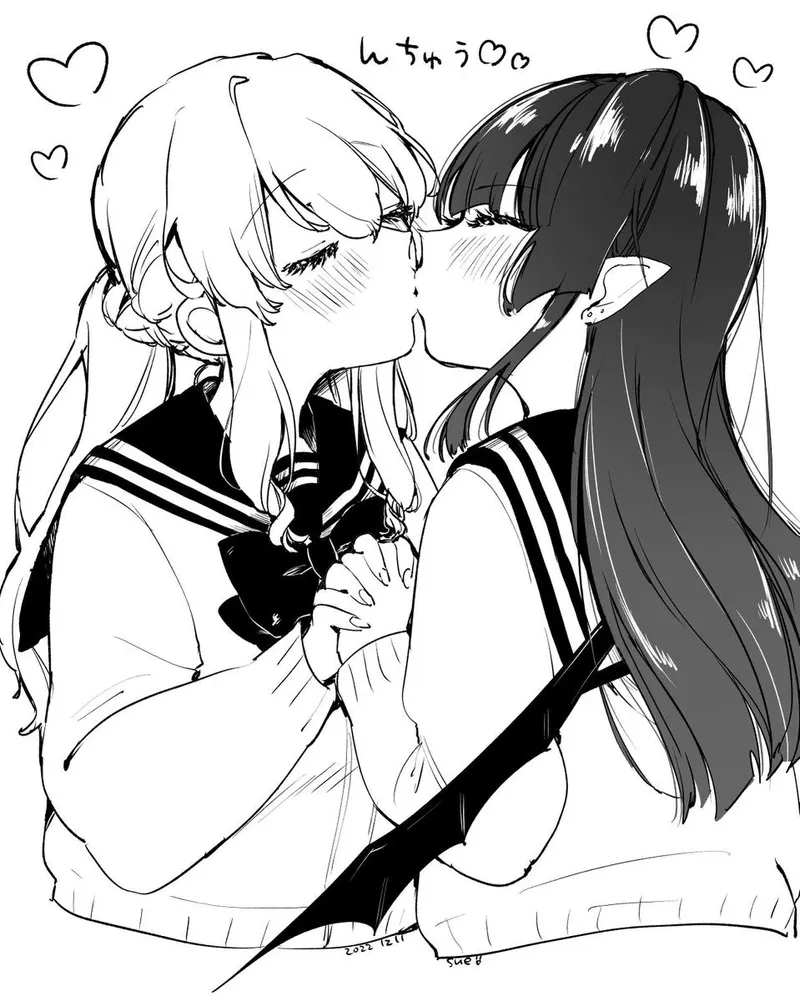 Thumbnail Holding hands as they kiss [Original] by AnimeChan39