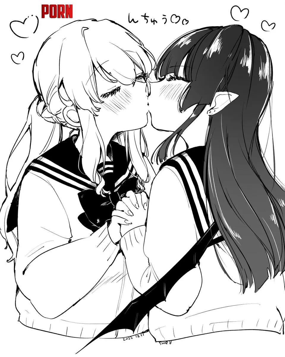 Holding hands as they kiss [Original] by AnimeChan39