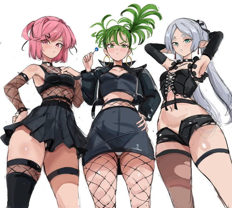 Thumbnail Goth Trio [DDLC x Sousou no Frieren] by A_MASSIVE_PERVERT in the Ecchi Category