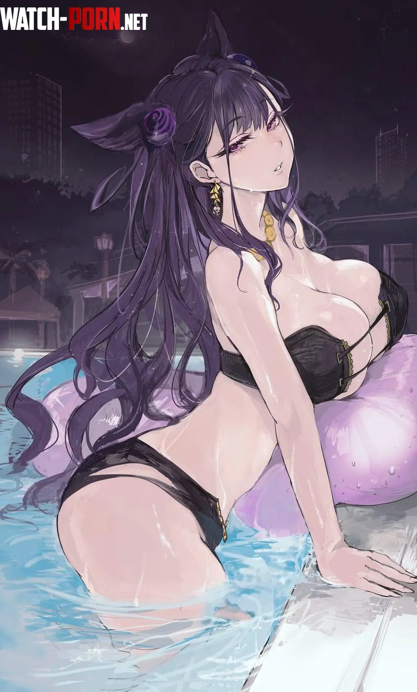 Smoking hot Murasaki shikibu in the pool by RainDMask