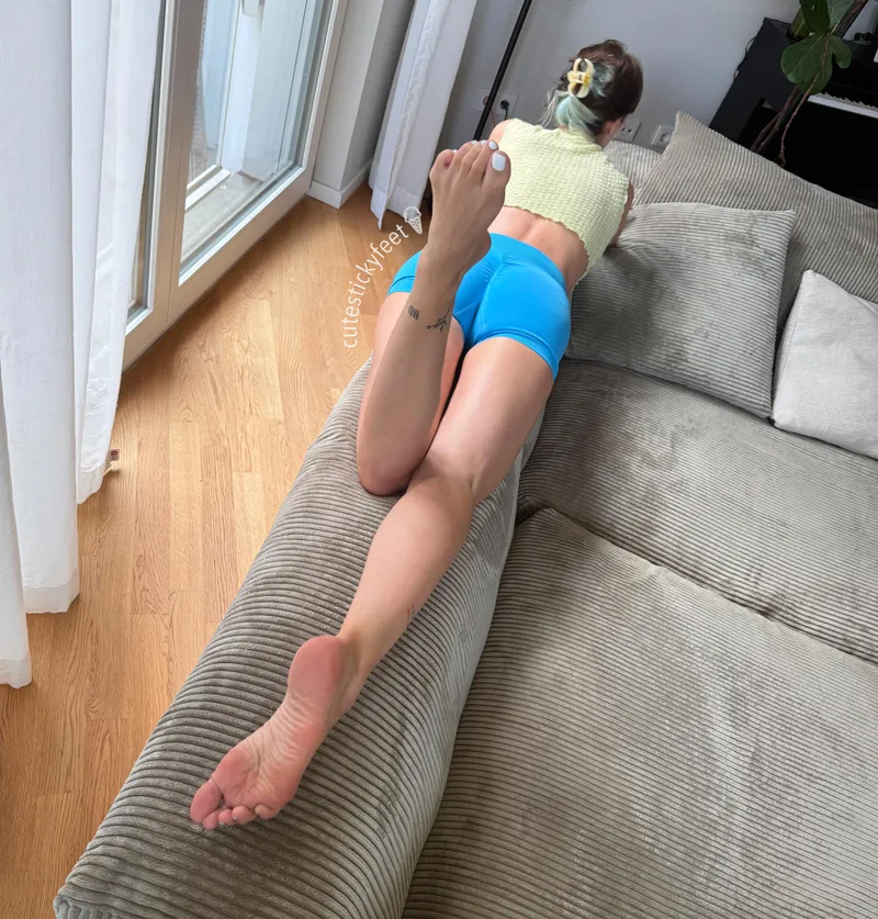 Thumbnail Chilling with Long Legs on Display: Casual Elegance | cutestickyfeet