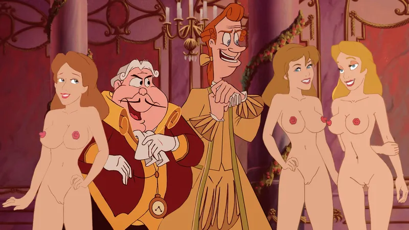 Thumbnail Lumiere and Cogsworth Flirting with Three Naked Girls by Confident-Path-354 - DisneyPorn