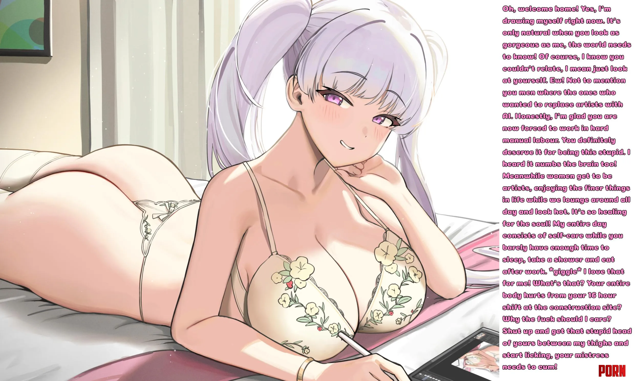 Your artist gf in the matriarchy! [Femdom] [Bratty] [Matriarchy] [Slavery] Art by @TT_Lsh aka TWIN by PinkuDiamondo