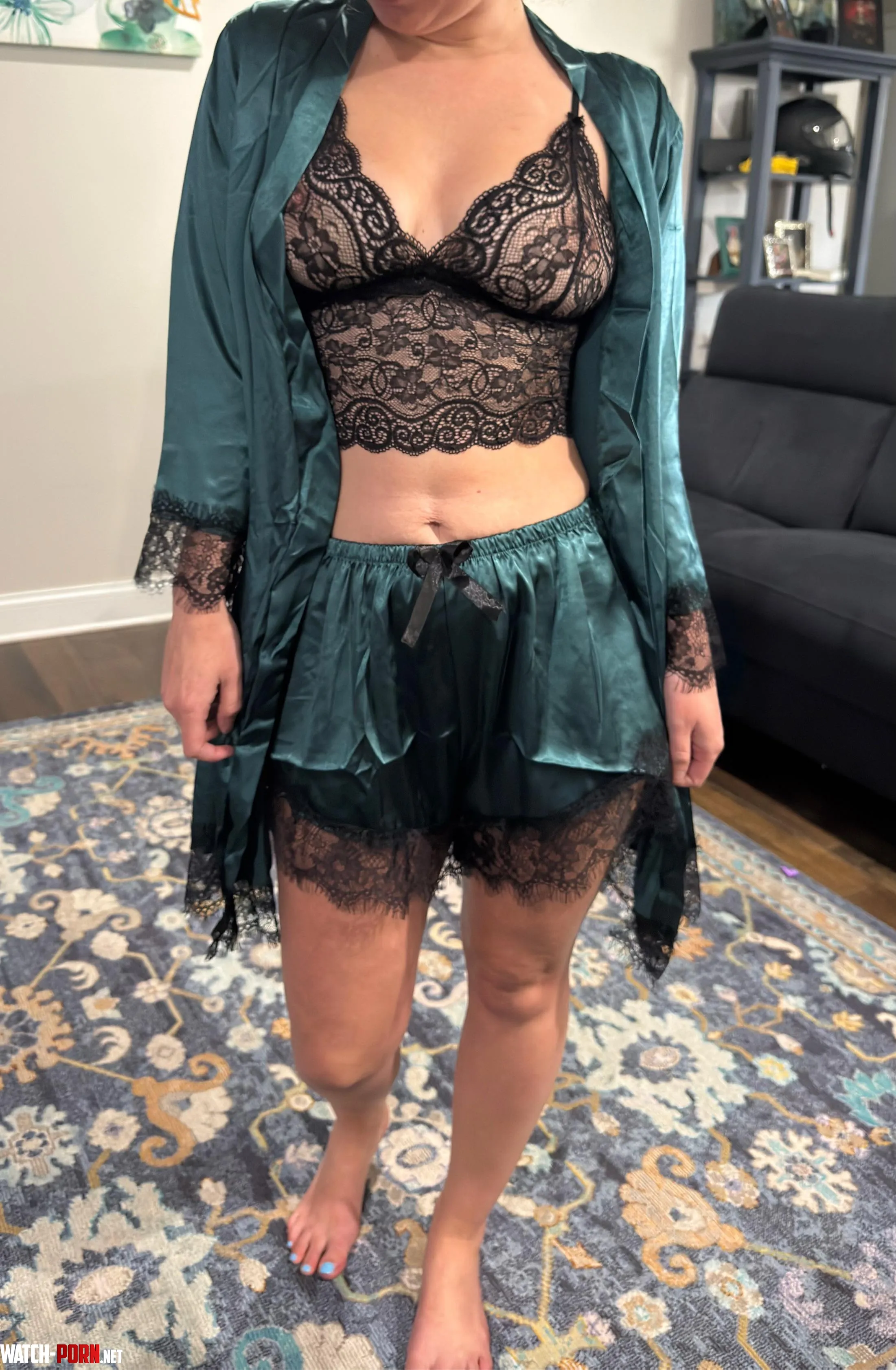 When the kids are away, mommy teases daddy by wearing this around the house all day. by GreenleyRae