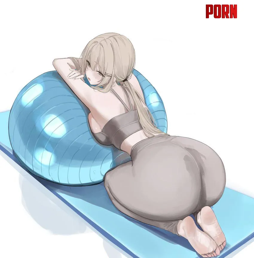 Big Booty Babe in Yoga Pants with Exercise Ball [Original] by KrazyK1989